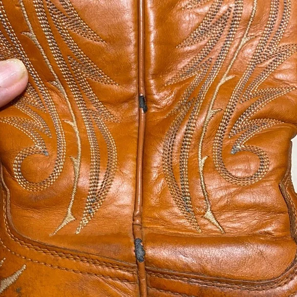 Ariat Woman’s Orange/Brown Western Distressed Square Toe Boots, Size 9. - Picture 8 of 16